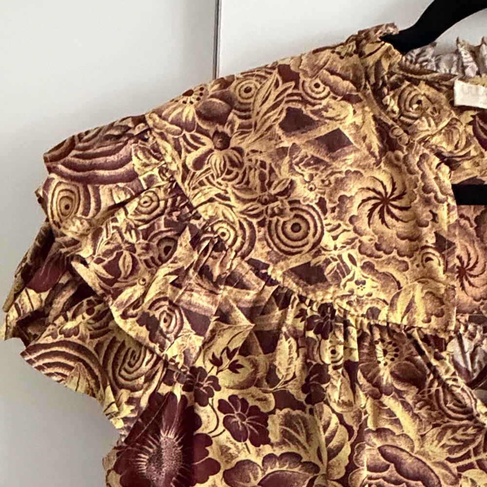 Ulla Johnson Floral Blouse in Brown and Yellow - Picture 3 of 6